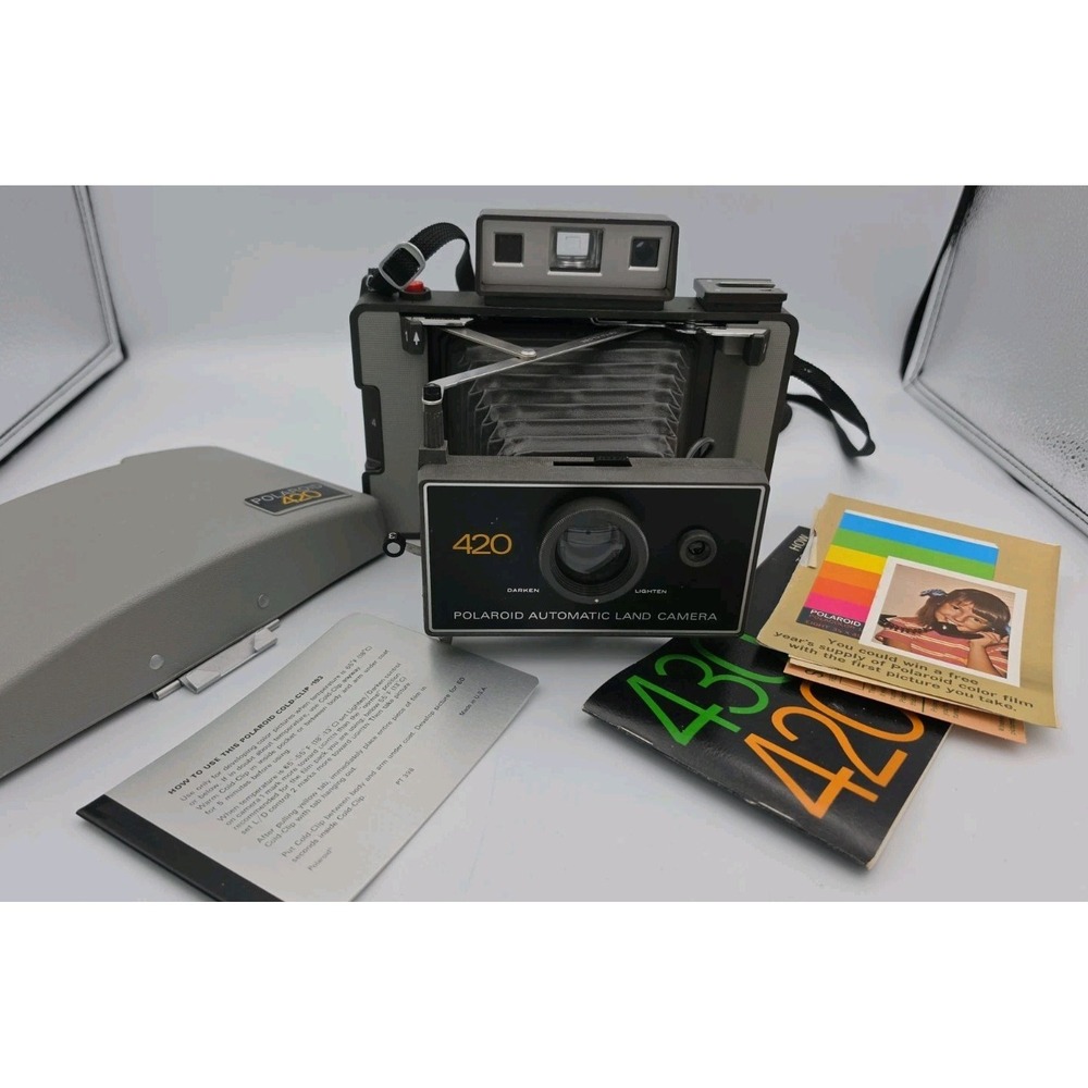 Polaroid-Land 420 Folding Camera with Original Owner's Manual And Brochures Mint